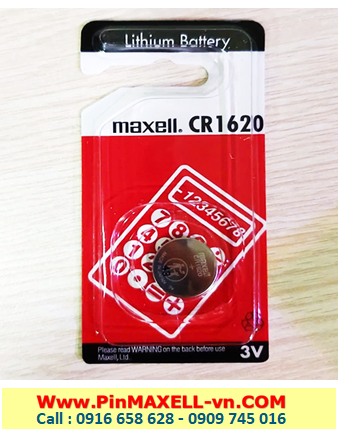 Maxell CR1620-BP1, Pin 3v lithium Maxell CR1620-BP1 (Vỉ đỏ, Xuất xứ NHẬT) chính hãng